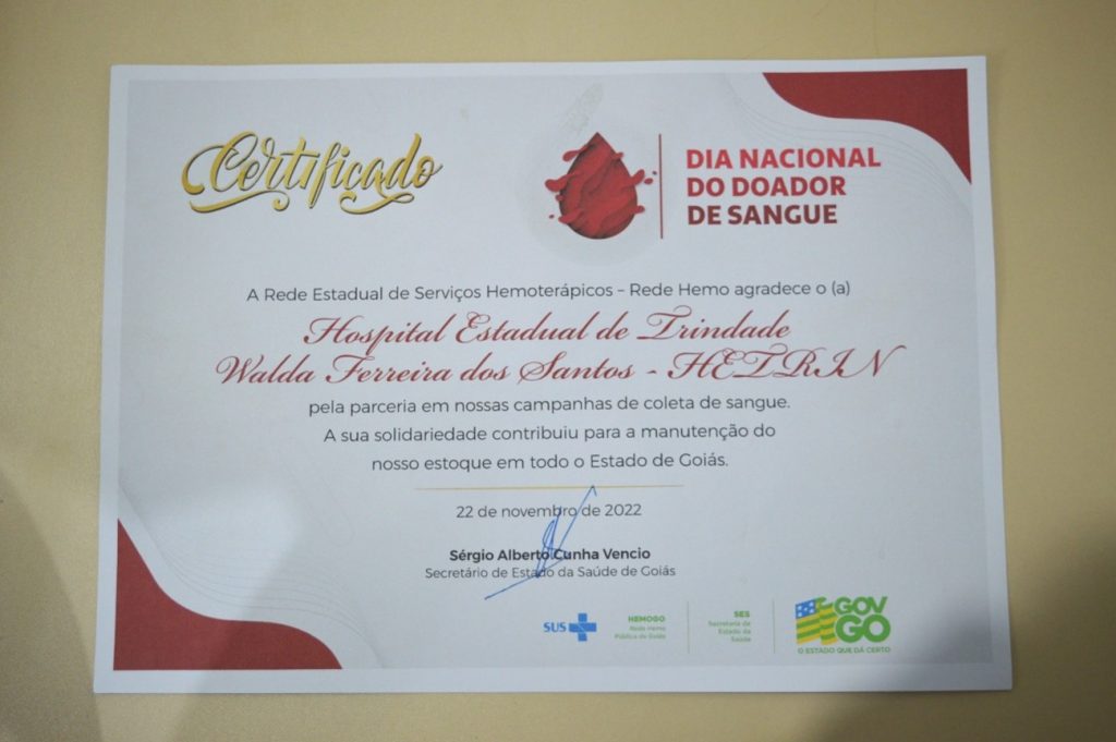 Hertin - Hospital Estadual de Trindade |  Hemocentro de Goiás (Hemogo) | Doação de sangue
