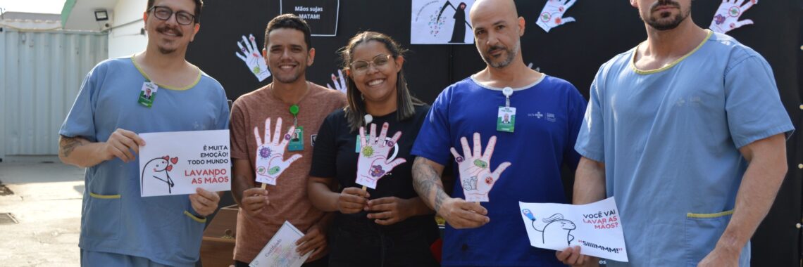 O Hospital Estadual de Trindade (Hetrin) promeve campanha de higienização das mãos combatendo as infecções, unidade gerida pelo Instituto de Medicina, Estudos e Desenvolvimento - IMED